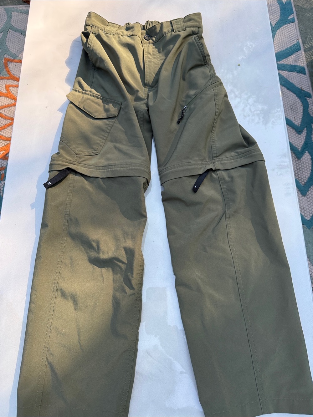 Youth Olive Convertible Cargo Pants - Lightweight Outdoor Trousers